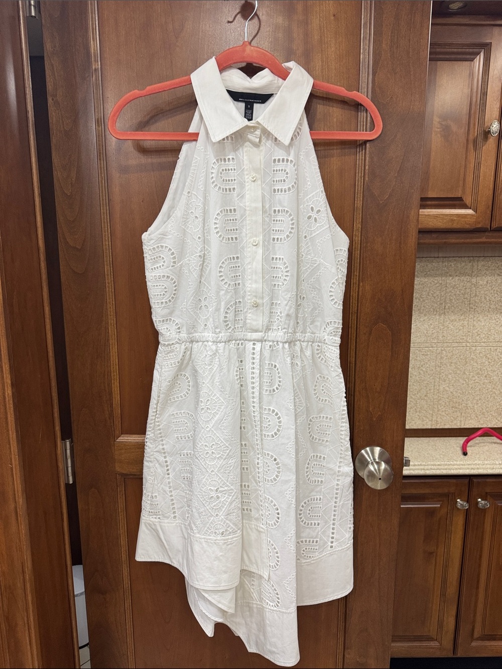 White House Black Market White Eyelet Asymmetrical Dress